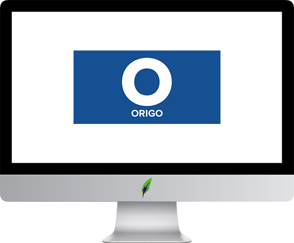 Computerscherm met logo Hongaarstalig online newsportal - Origo.hu - in kleur op transparante achtergrond - 600 * 496 pixels